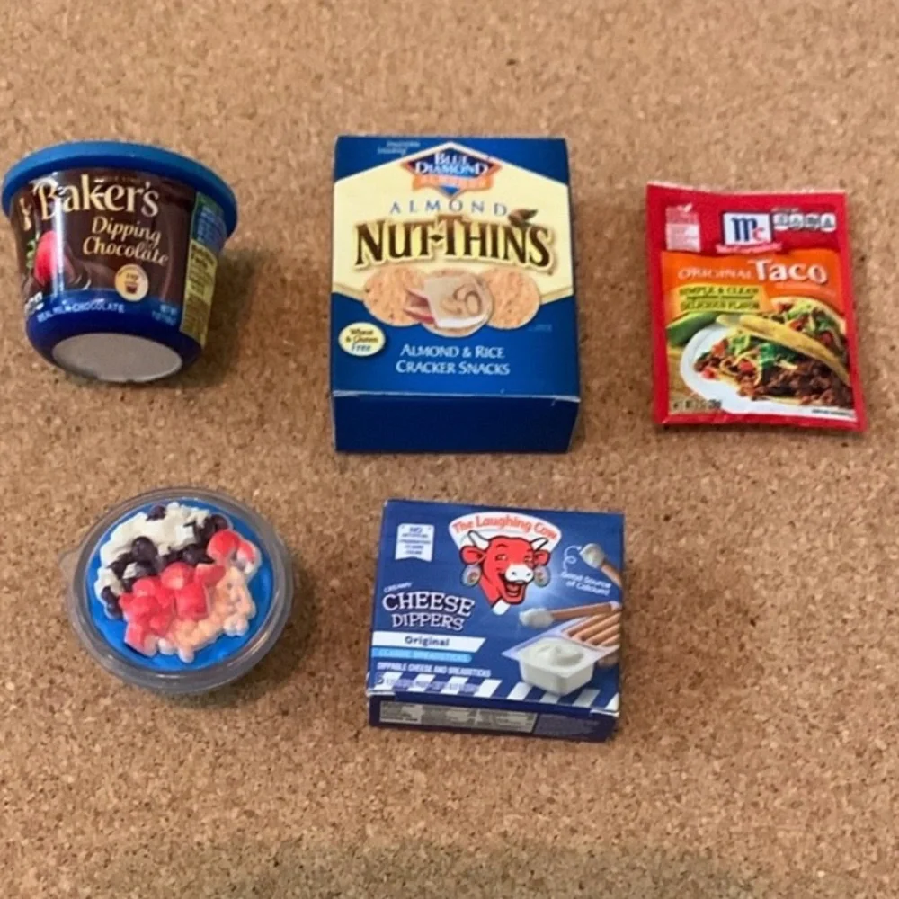 Mini Brands Toy Food Lot Jolly Ranchers,Jello,Mac and Cheese,Nuts,Taco,Crackers